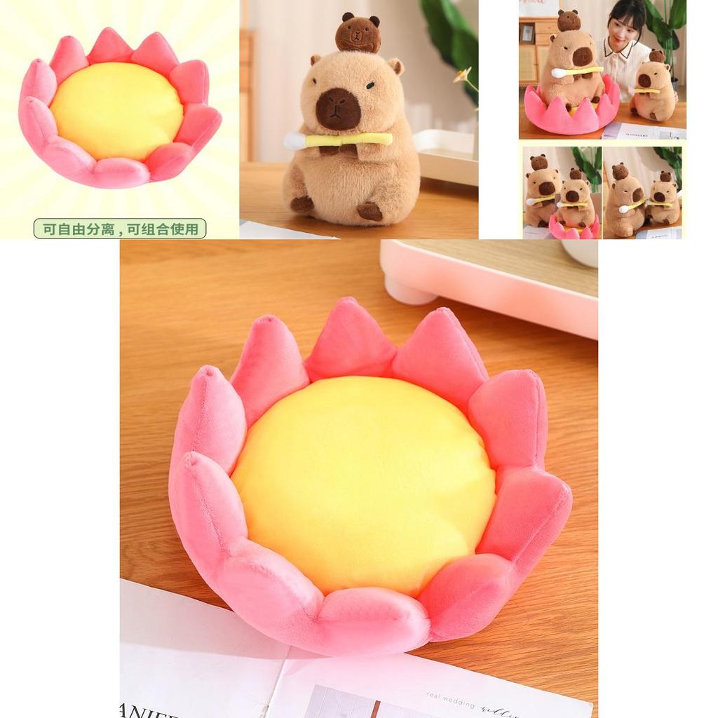 Cute Lucky Water Guinea Pig Plush Toy Funny Capybara Doll Sofa Cushion Lotus Seat Cushion Birthday Gift 30cm/40cm
