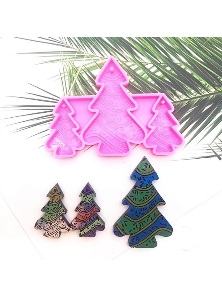 Christmas Themed Earrings Epoxy Resin Mold Keychain Pendant Casting Silicone Mould Jewelry Craft Making Tools