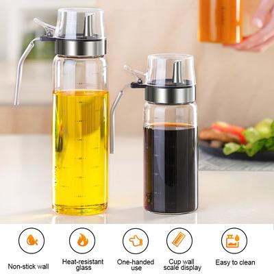Stainless Steel Olive Oil Dispenser Bottle Oil And Vinegar Dispenser Lead-Free Glass Bottle Kitchen Oil Salad Dressing Container
