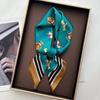 Cartoon Dog Print Women Square Scarf 70x70cm Silk Scarf Cute Shawl  Fashion Accessory