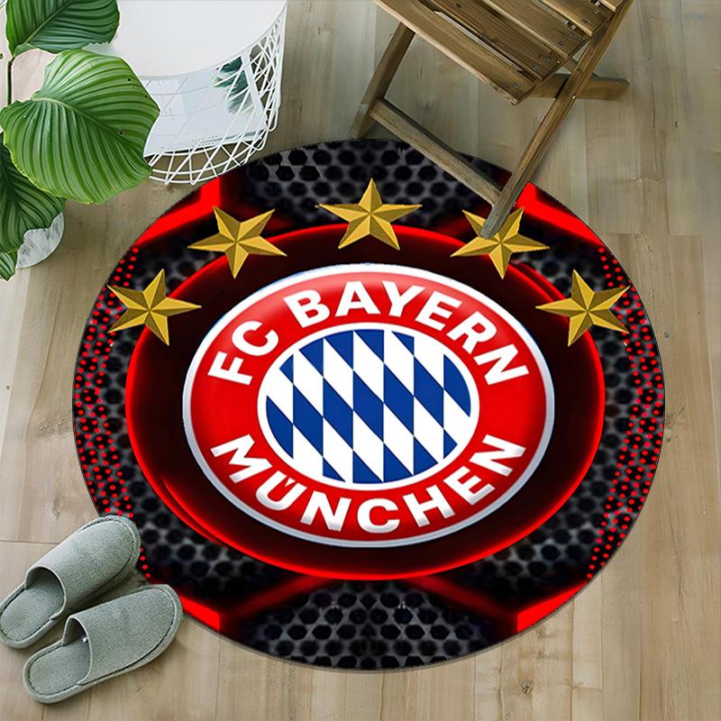1pc B-Bayern Munich Carpet, Round Rug, Comfortable, Suitable for Entryways, Living Rooms, Office, And Bedrooms, Christmas Decoration