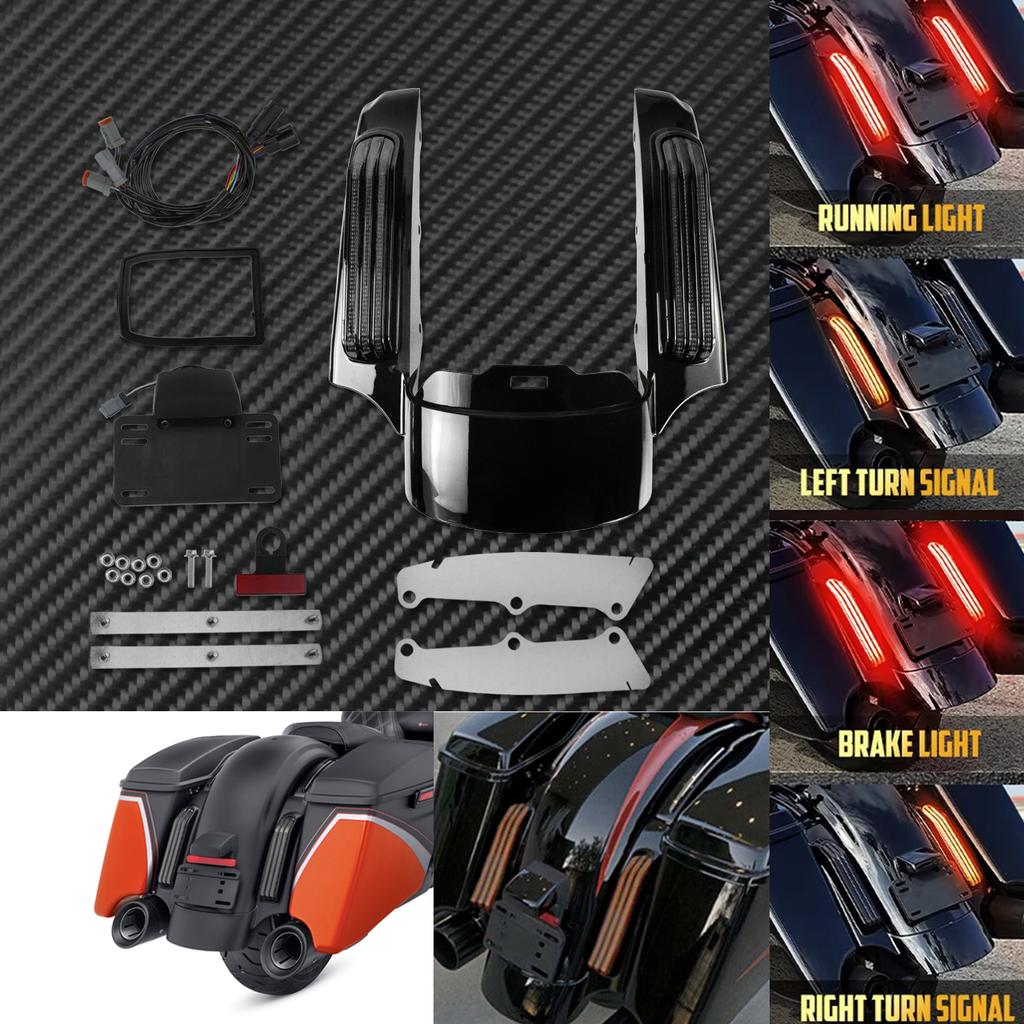 Motorcycle Rear Fender Extension Fascia With LED Turn Signal Brake Light For Harley Touring 2009-Up Road King Ultra Limited FLHX