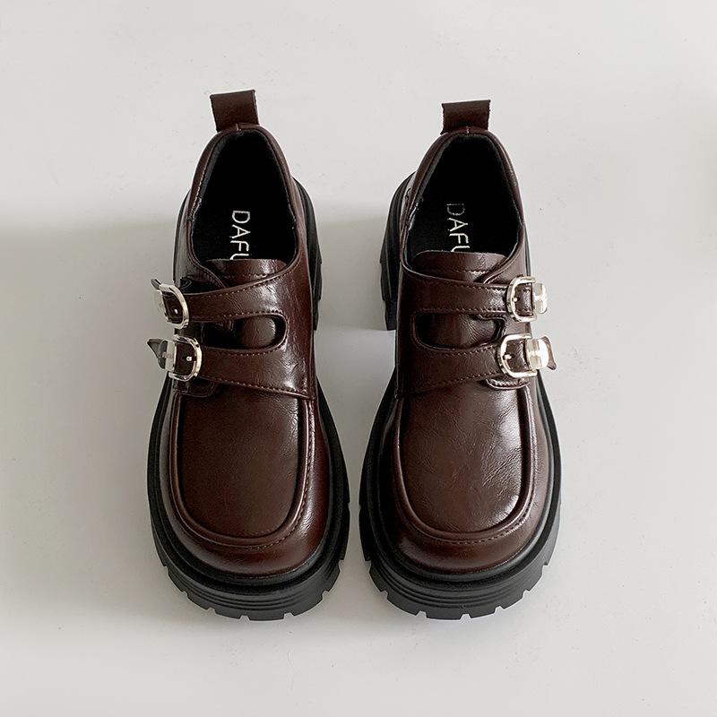 

Французские ретро черные туфли на высокой платформе из кожи женские новые осенне-зимние универсальные туфли-лодочки Мэри Джейн 2025 года 40 коричневый