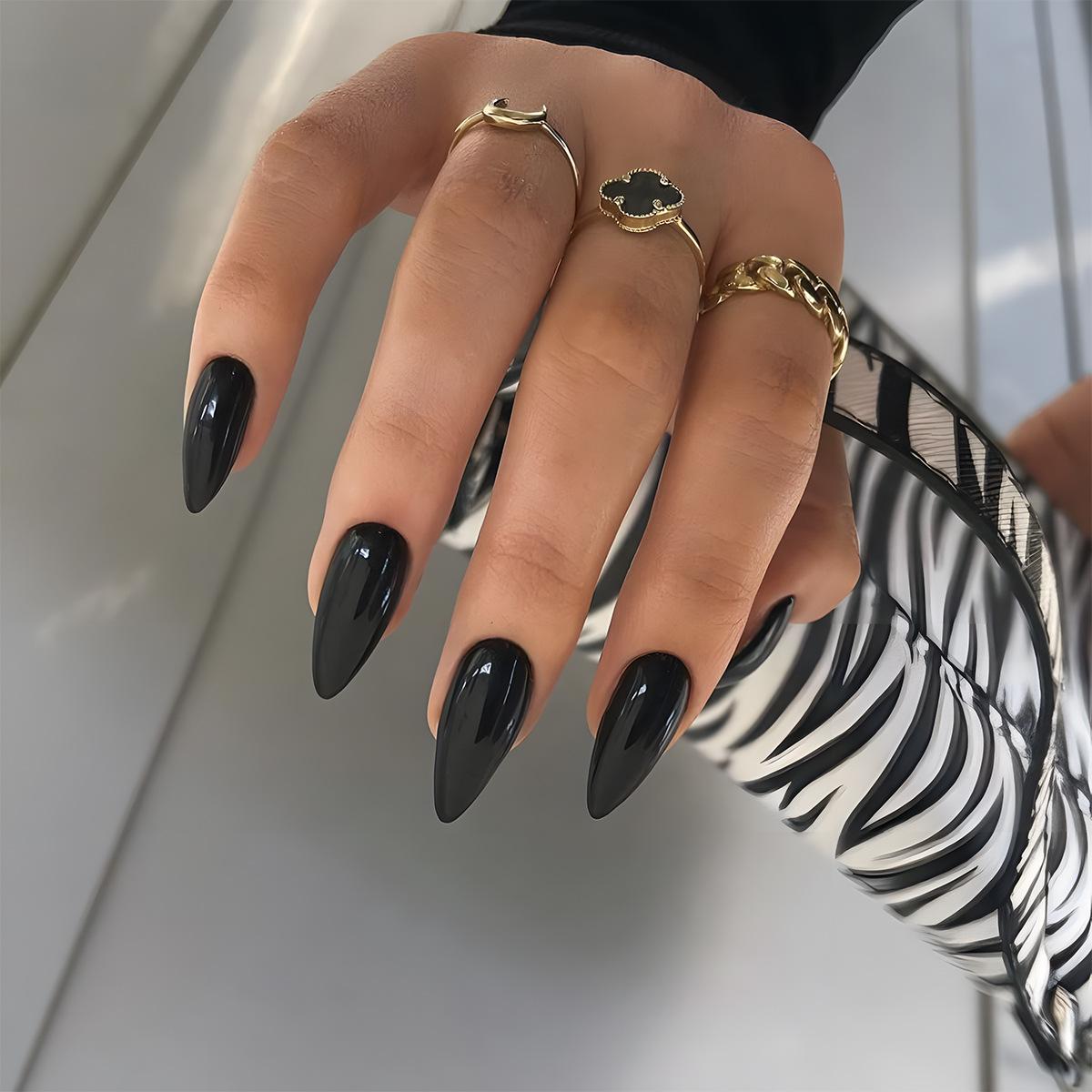

Exclusive Solid Black Almond Press-On Nail Tips