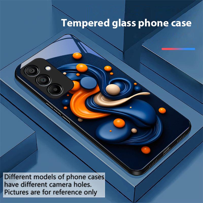 Color Ink Dot White For Samsung Galaxy A15 5G 54 4G 51 50 24 35 90 71 12 51 53 52S 80 22 34 Black Tempered Glass Phone Case