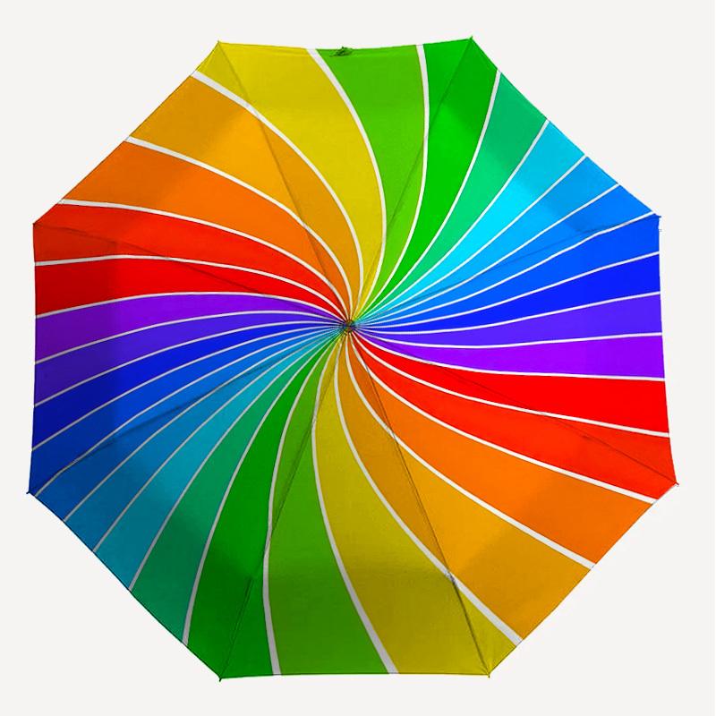 1pc rainbow spiral Automatic Open/Close Umbrella with Windproof, 8-Rib Sturdy Canopy, Durable Ribs, Fashionable Design1221A