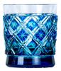 Yamashita Kogei Rock Glass Lazuli X H85mm Satsuma Kiriko Double Lattice Old 13049060 Green/Lapis 78
