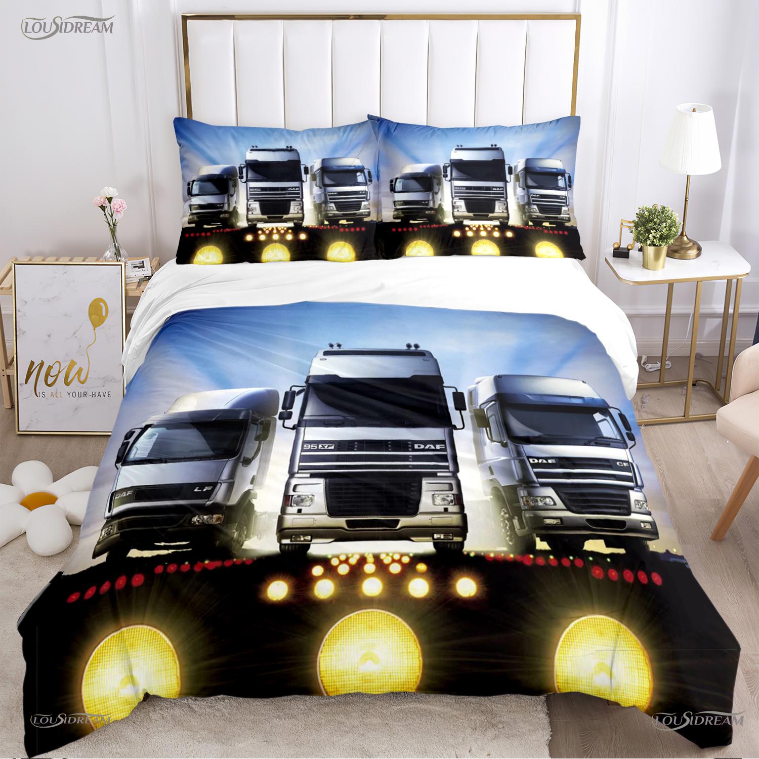 

Daf Truck Casal Всесезонна наволочка на ковдру Комплекти постільної білизни М яка наволочка на ковдру та наволочки Хлопчик Односпальний/Двоспальний/Євро/Королівський AU King(245*210cm)3pcs