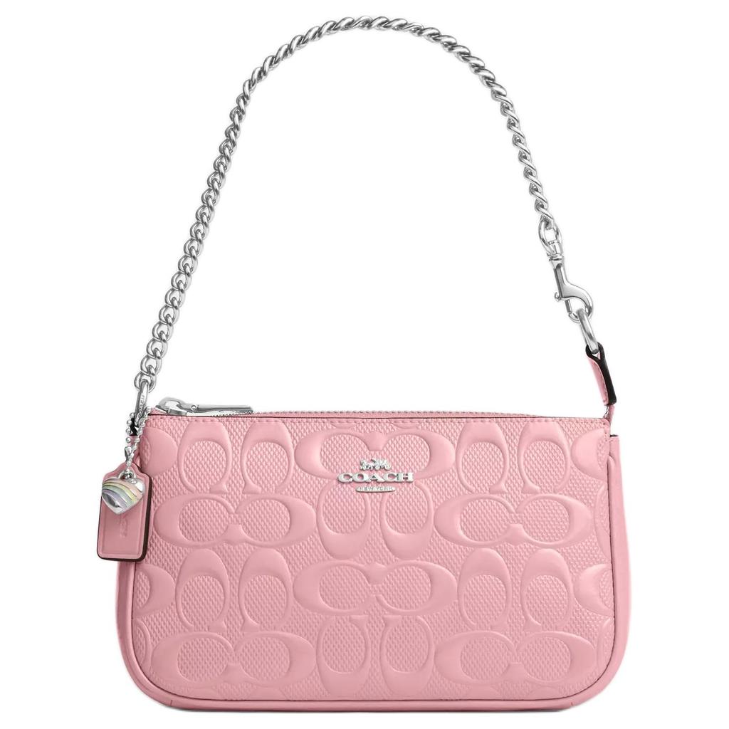 Coach Nolita 19 Heart Pendant Chain Handle Zipper Closure Patent Leather Handbag Small Women Handbag Pink CCZ27-SVPK