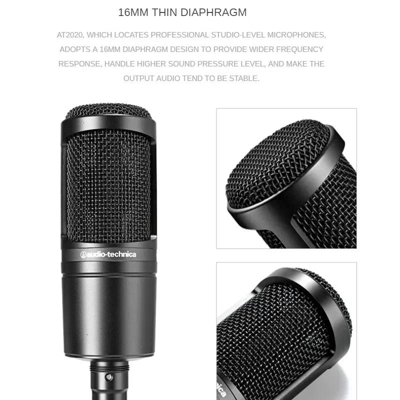 2026 New Luxury Audio Technica AT2020 Wired Cardioid Condenser Microphone Professional Live Recording Vocal Pro Studio karaoke mic