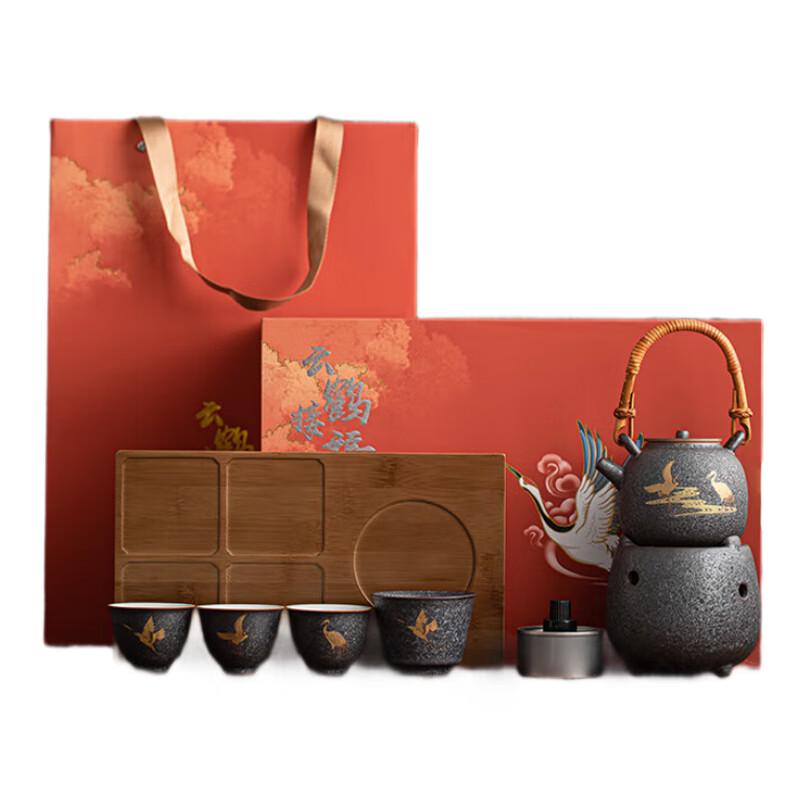 

Retro Chinese Ceramic Cloud Crane Kung Fu Tea Set