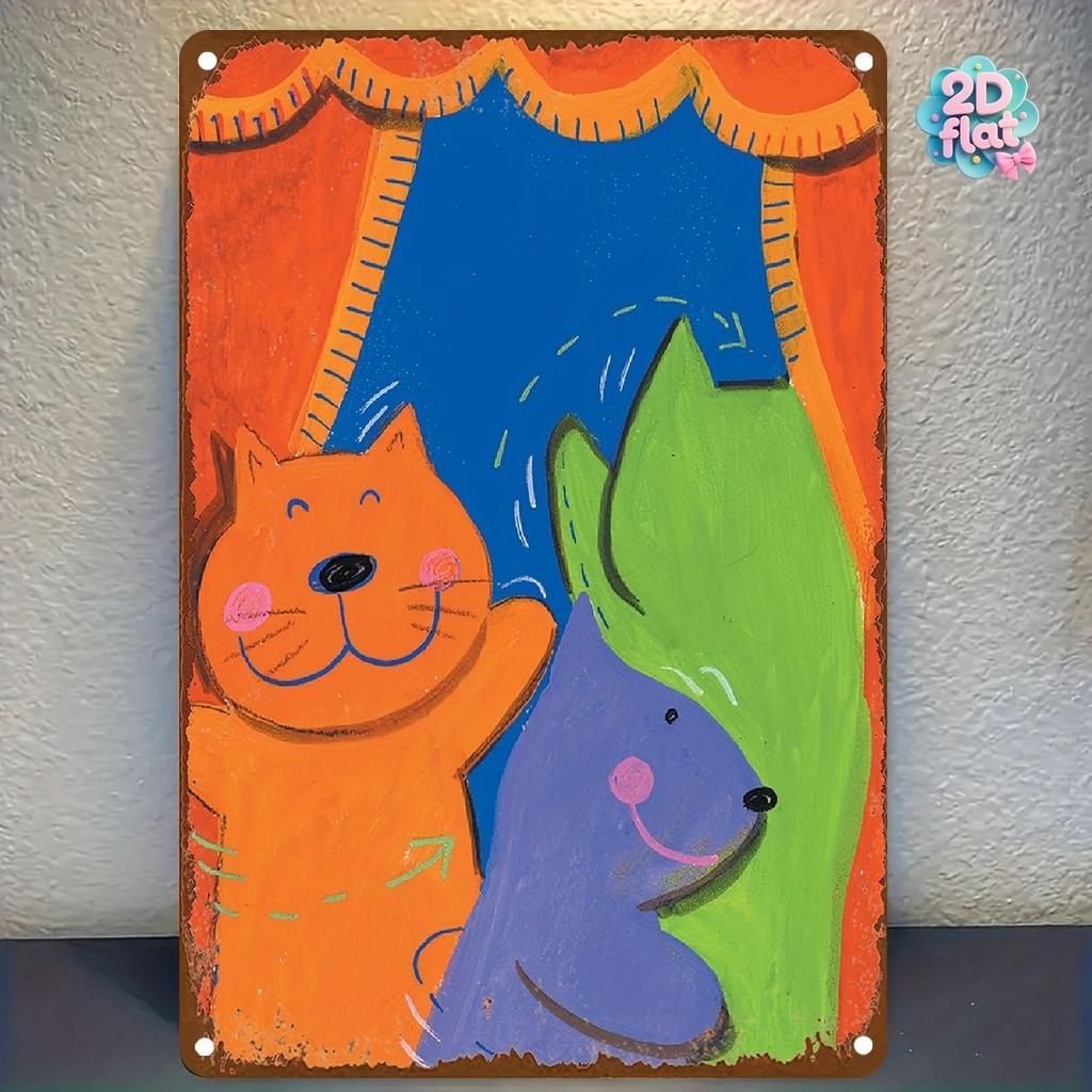 Retro Metal Sign Cute Pets Wall Decor Tin Plate Art for Living Room Bar Cafe