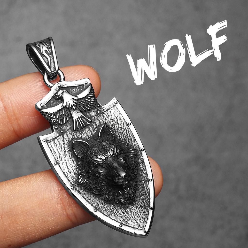 Coliere Bărbați Scut Vultur Lup Sfânt Ocrotitor Pandantiv Lan Oțel Inoxidabil Accesorii Bijuterii Modă Punk Femei Cadou