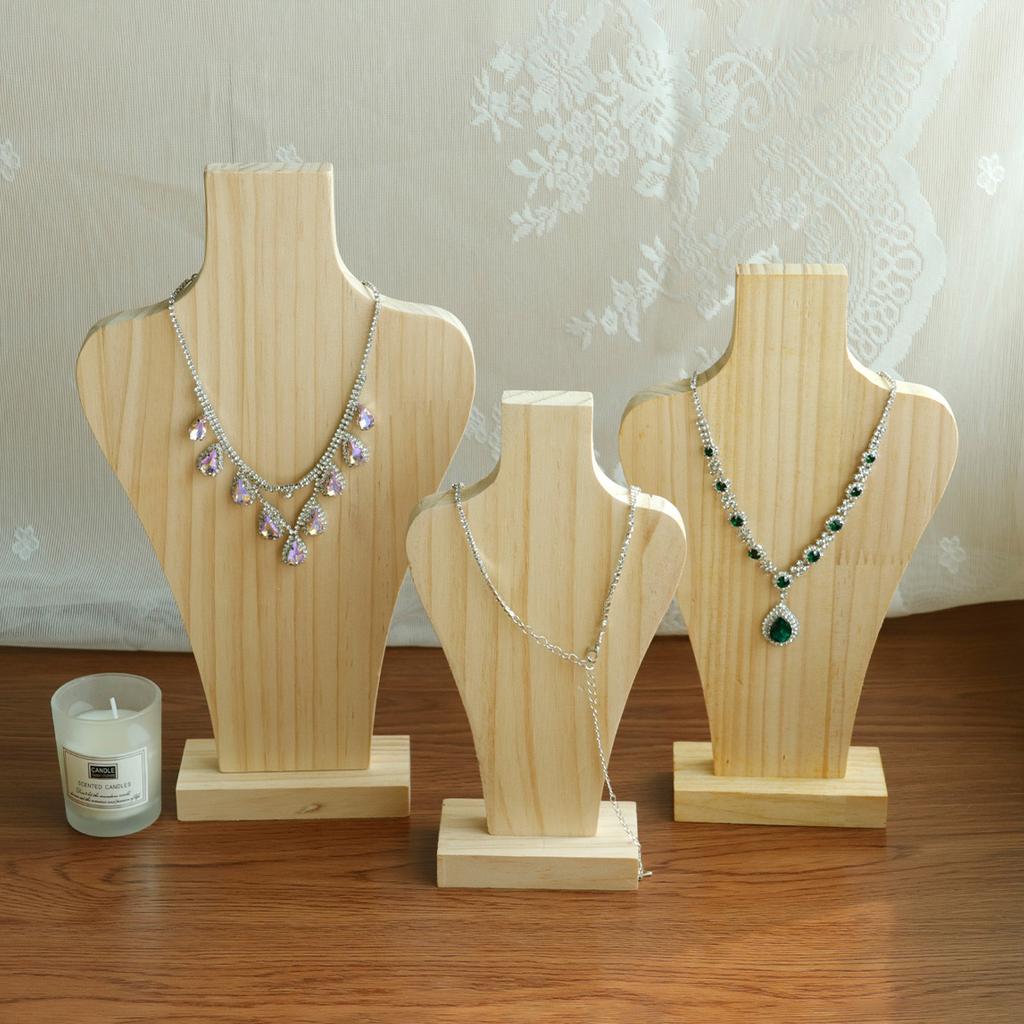 Wood Portrait Necklace Holder Vintage Jewelry Display Stand Counter Necklace Storage Display Rack Women's Jewelry Shelf