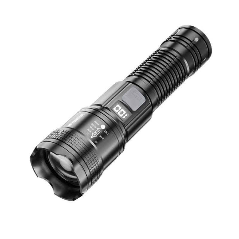 Super Bright 2000LM LED Flashlight USB Rechargeable Zoom Tactical Torch with Power Display Camping Fishing Emergency Lantern