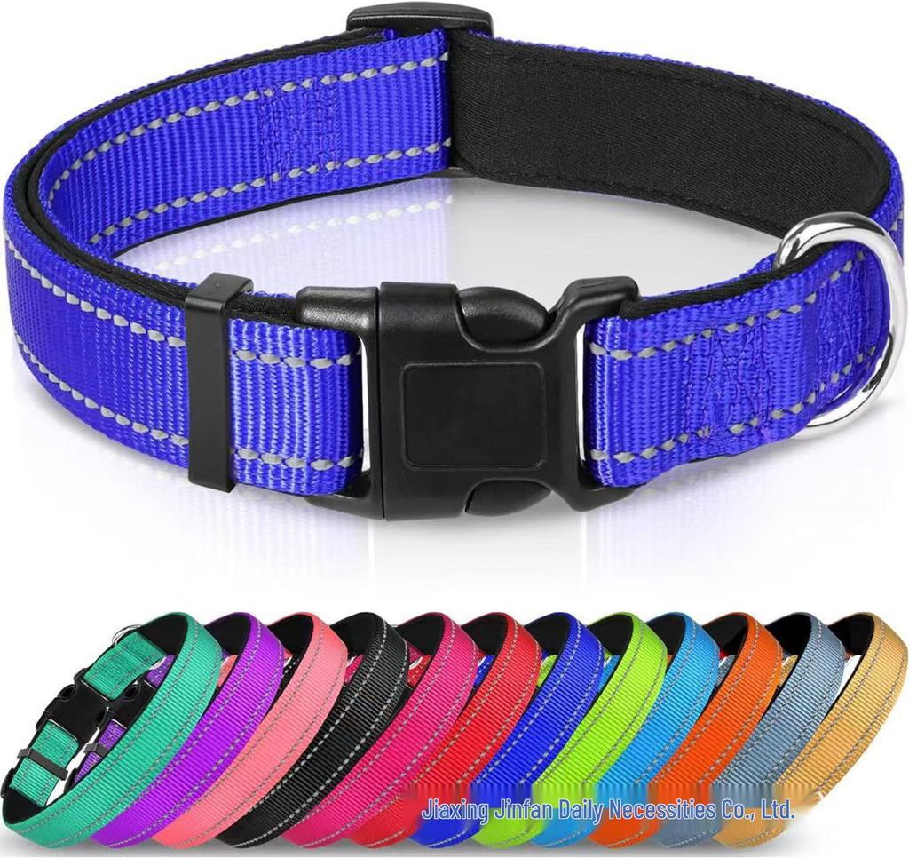 Ensemble Collier et Laisse pour Chien en Nylon Réfléchissant Réglable et Respirant - Taille Moyenne