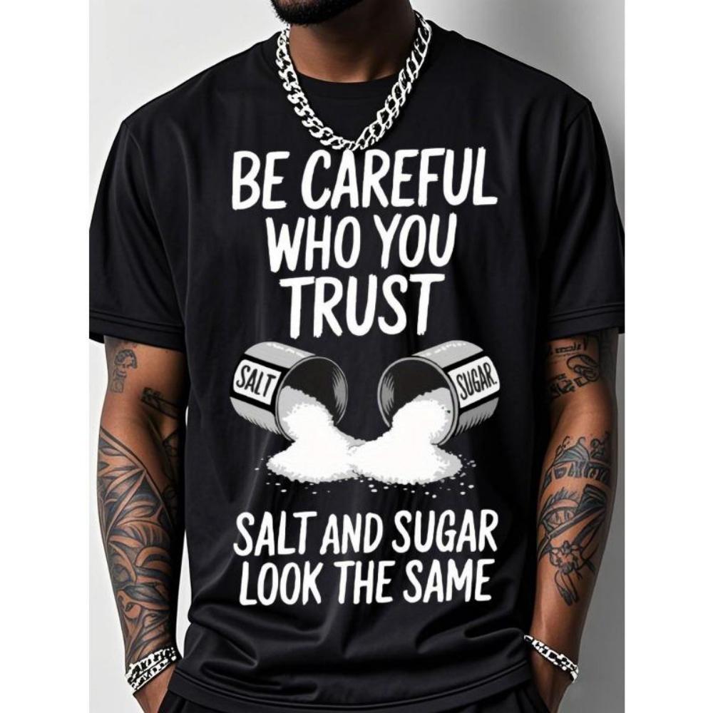 

European Sizes Men S Funny Gym T-Shirt - _Be Careful Who You Trust_ Saying - Loose Fit Workout Shirt for Casual & Formal Events XXXXXL чорний