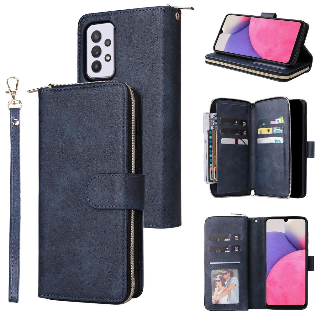 For Samsung Galaxy A33 5G Zipper Wallet Case Card Slots Leather Phone Cover
