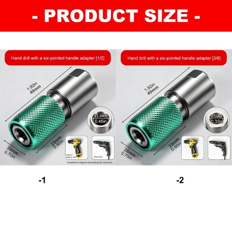 Fastening Drill Bit Adapter, Carbon Steel Sleeve Tool for Repair Work, Drilling Tasks and Bit Change Use Daily