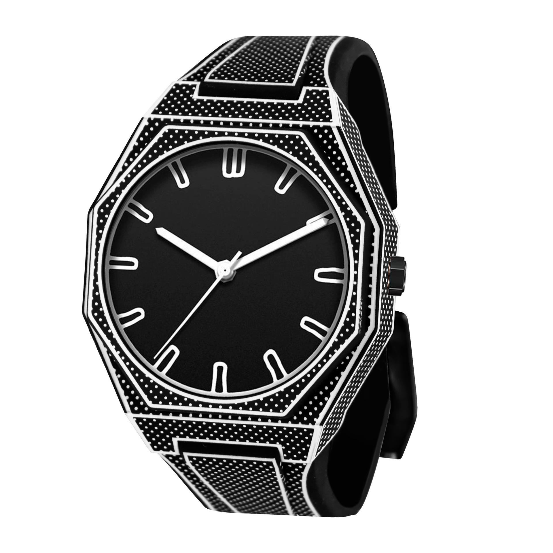 

PINTIME Роскошные мужские часы Мужские кварцевые наручные часы Простой циферблат Мужские спортивные силиконовый ремешок Мужские необычные часы чёрный