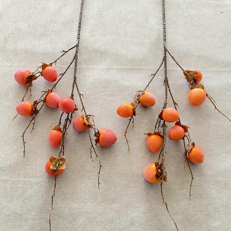 Faux Persimmon Fruit Branch For Home Decor With Foam Painted Berries
