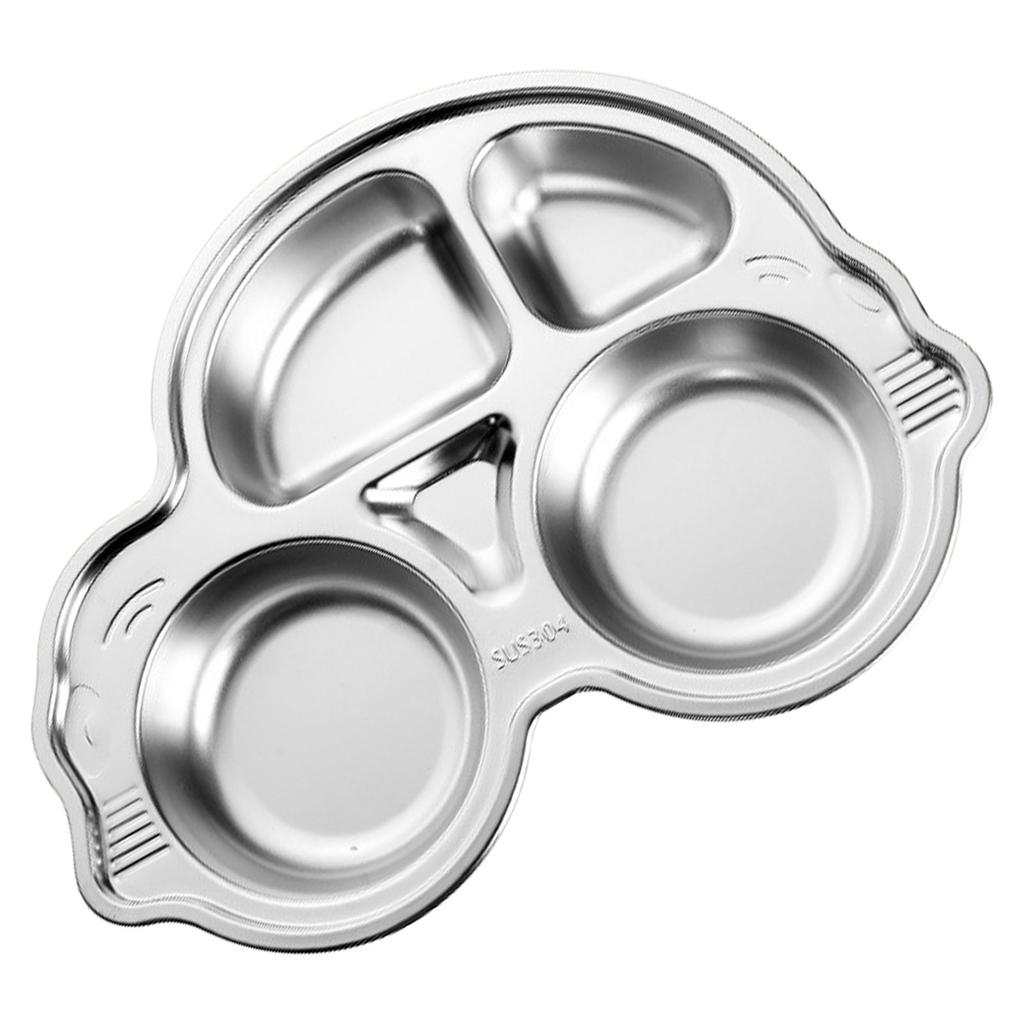 Stainless Steel Divided Platter Food Grade Cartoon Drop Proof Fun Shape Divided Dinner Tray for