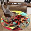 1pc Anime Cat with Skull Headphones Round Carpet - Office Chair Mat, Non-Slip Rug for Home Decor, Living Room