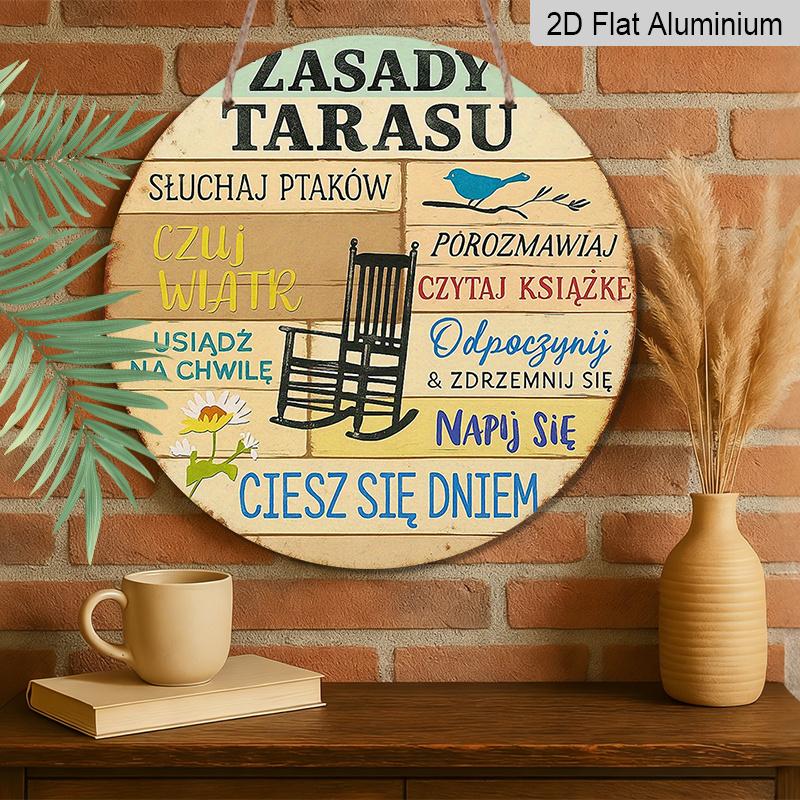1pc of 2D Flat, Round Polish Aluminum Sign, Vintage Decorative Plaque About "Patio Rules", "Relax Your Mind" Decor Sign, Suitable for Decorating