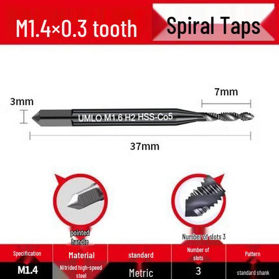 Cobalt Nitride Spiral Tap for Stainless Steel (Drill Bit: M4, M5, M6, M8, M10)