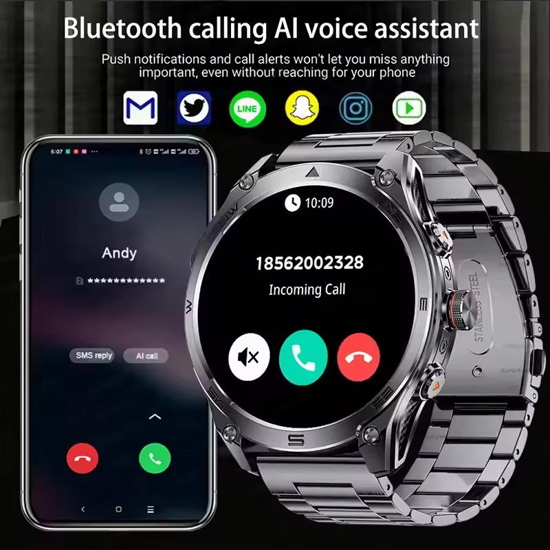 New 1000mAh Big Battery GPS Smart Watch Men 10ATM Waterproof Rugged Military Clock Map Path Tracking Bluetooth Call Smartwatch