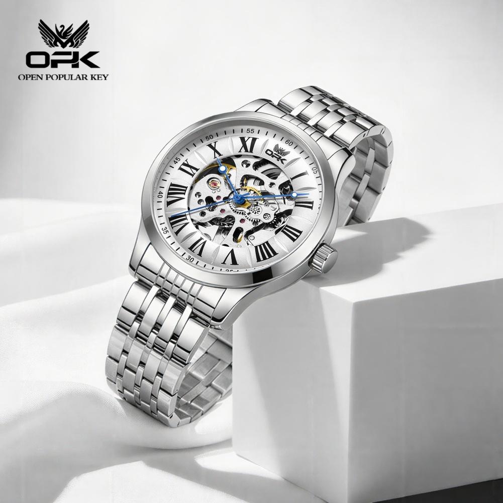 OPK Men's Luminous Waterproof Roman Mechanical Dial Watch Hollowed out Design New Domineering Foreign Trade Watch 6102