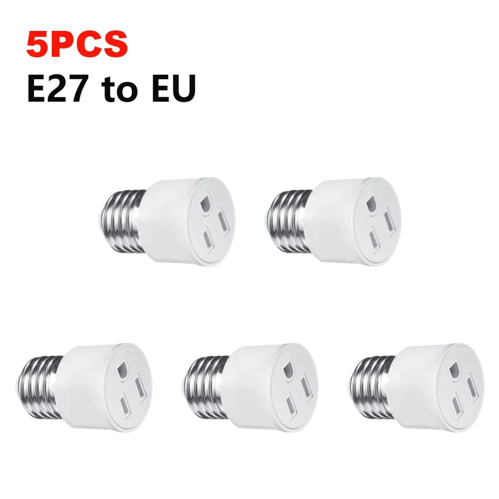 10-1PCS E27 to EU US Converter Lamp Socket Light Holder LED Bulb Lighting Outlet Plug E27 EU US Plug Socket Accessories