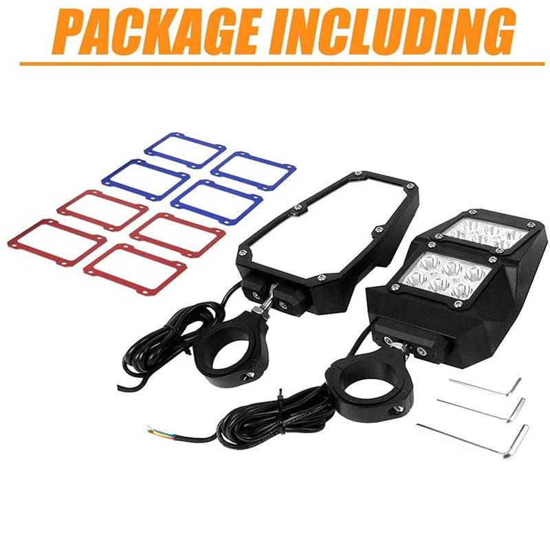 2PCS UTV Side View Mirrors Rearview Mirror with LED Spot Light for Polaris RZR 900 1000 1.75"-2" UTV