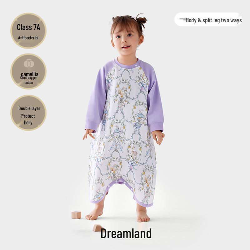 Camellia Constant Temperature Baby Sleeping Bag - Autumn & Winter Quilted Anti-Kick Blanket with Legs for Children
