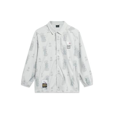 Li Ning Wade Kuixing Diandou Series Veste Imprimée Intégralement à Revers Bouton Unique Manches Longues Veste Unisexe Chuan-Stone-Gray AFDT817-2