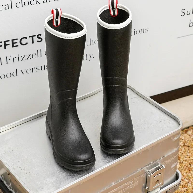 Fashion Mid Calf Rubber Boots Women Rain Shoes Waterproof Galoshes Woman Working Garden Rain Boots Puddle Water Shoes