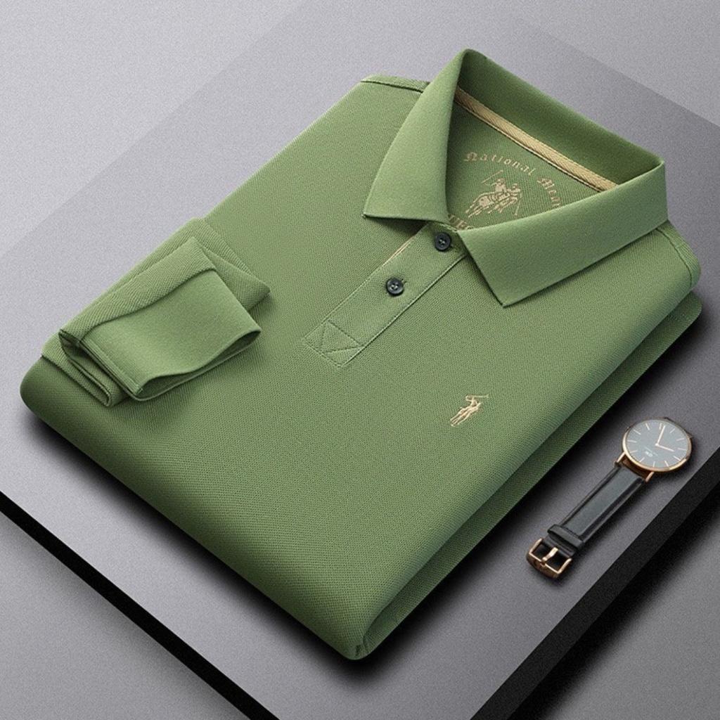 STORN New Men's Long Sleeved Polo Shirt Breathable Lightweight Shirt Luxurious Top Casual Men's Polo Shirt