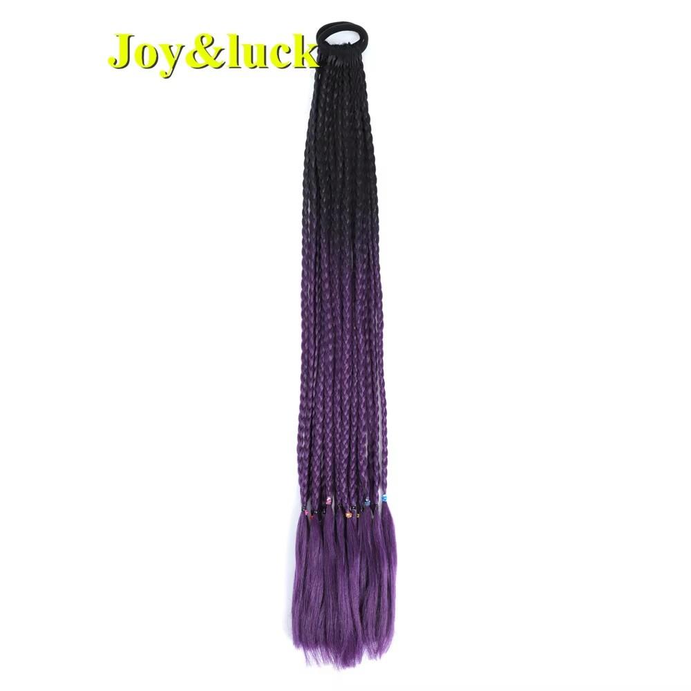 24 Zoll Ombre Yaki Straight Synthetische Haarverlängerungen Mädchen Farbe Geflochten Zopf Gummiband Box Braid