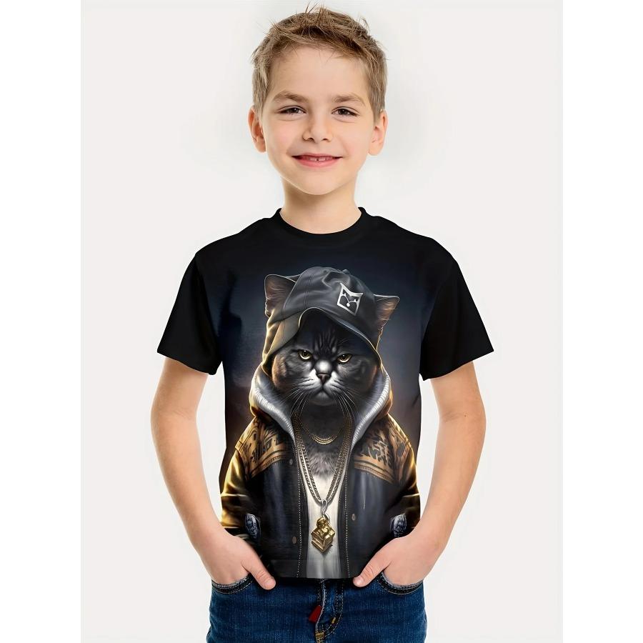 Interessantes 3D-Tier-Druck-T-Shirt für Jungen und Mädchen, kreatives T-Shirt, lässig, kurzärmelig, Tops, T-Shirt für Jungen und Mädchen, Sommerkleidung