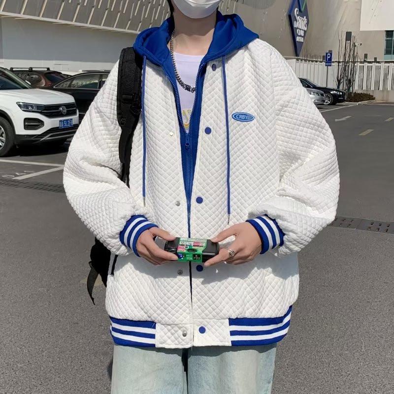 Men's Autumn Waffle Jacket: Trendy Hong Kong Style, Versatile Loose-Fit Baseball Coat for Couples