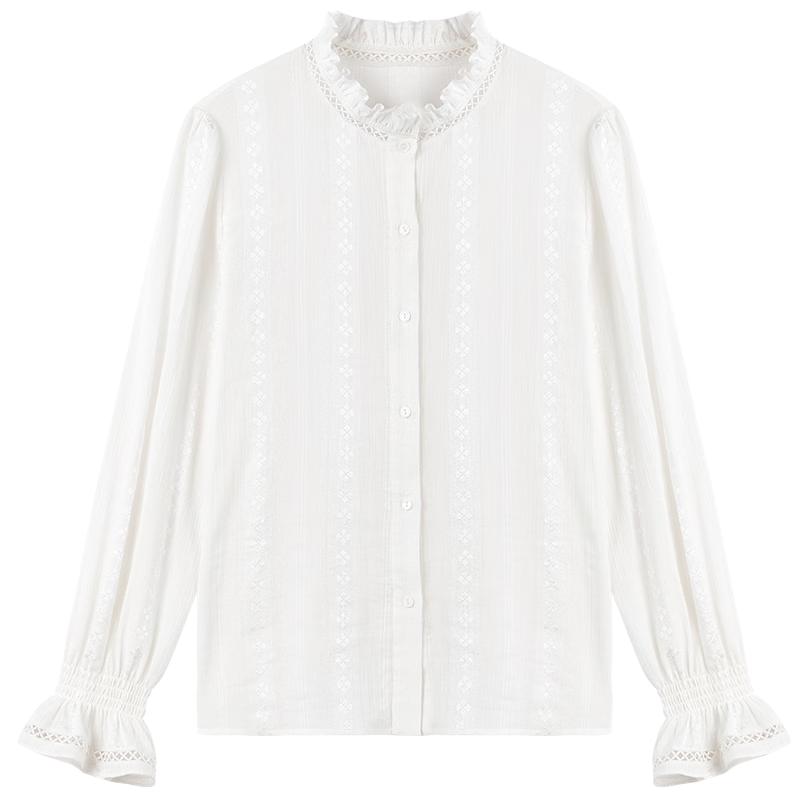 Женская элегантная блузка Qiu Shui Yi Ren с рюшами и вставками L