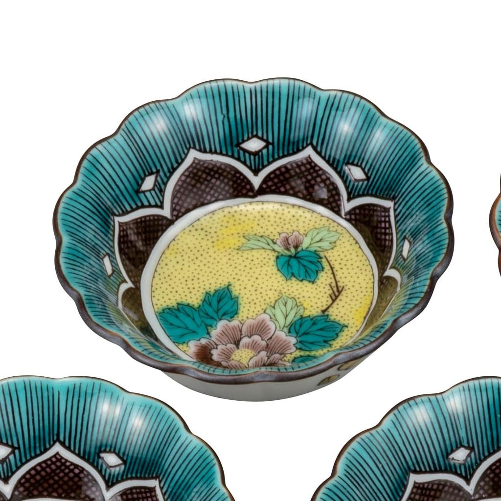 Sada malých misek Kutani Ware Iwataya Yoshidaya Soka "Kutani Ware" (Ne. 2.5) K8-193