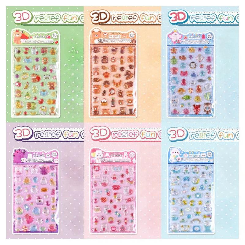 Cute Cartoon Animals Drop 3D Relief Sticker Scrapbooking Diy Diary Phone Case Stationery Sticker Collect Stickers Book Kids Gift