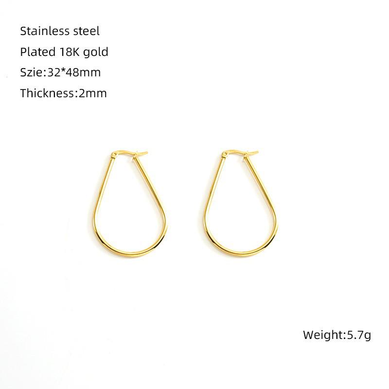 Geometric Water Drop Stainless Steel Earrings: European & American Fashion Trend