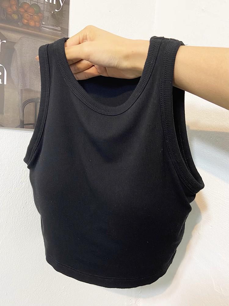 Women's Slim Fit Sleeveless Sling Tank Top with Chest Pads - Summer Hot Girl I-Back Shirt