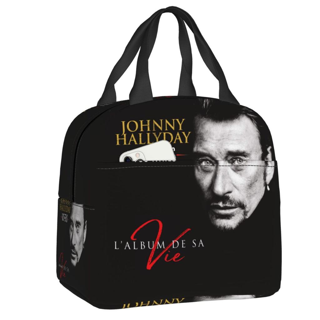Sac isotherme personnalisé Johnny Hallyday Music Singer pour le déjeuner pour femmes Rock français Réutilisable Thermique Refroidisseur Boîte à lunch Scolaire
