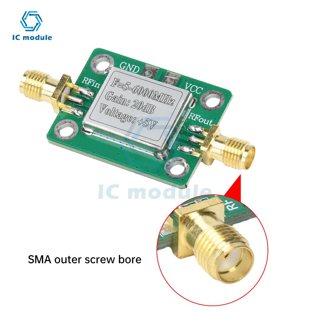 DC 5V 5MHz-6GHz RF Module Ultra-Wideband Medium Power Amplifier Gain 20dB VFH UHF SHF 5-6000Mhz