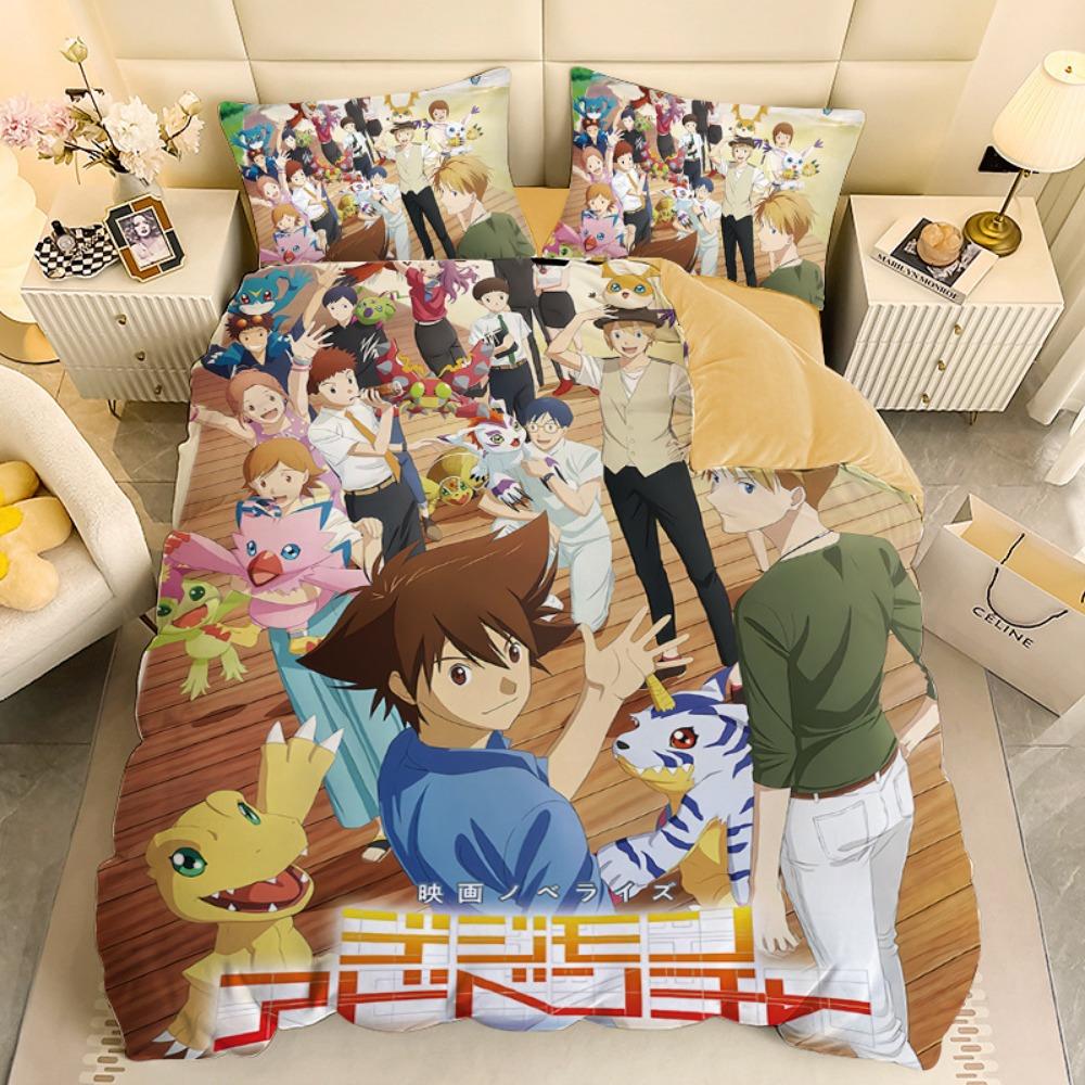 Anime Digital-monsters Bedding Set Digimon Duvet Cover and Pillowcases Unfilled Single Double Bed Adult Boy Girl Gift