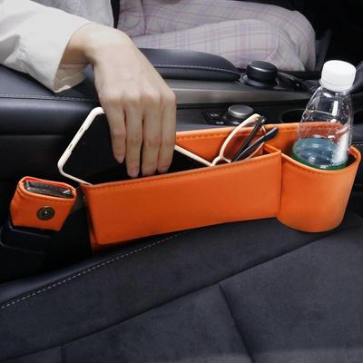 Leather Car Seat Crevice Storage Box Interior Seat Side Organizer Auto Seat Crevice Storage Filler Organizer Pocket