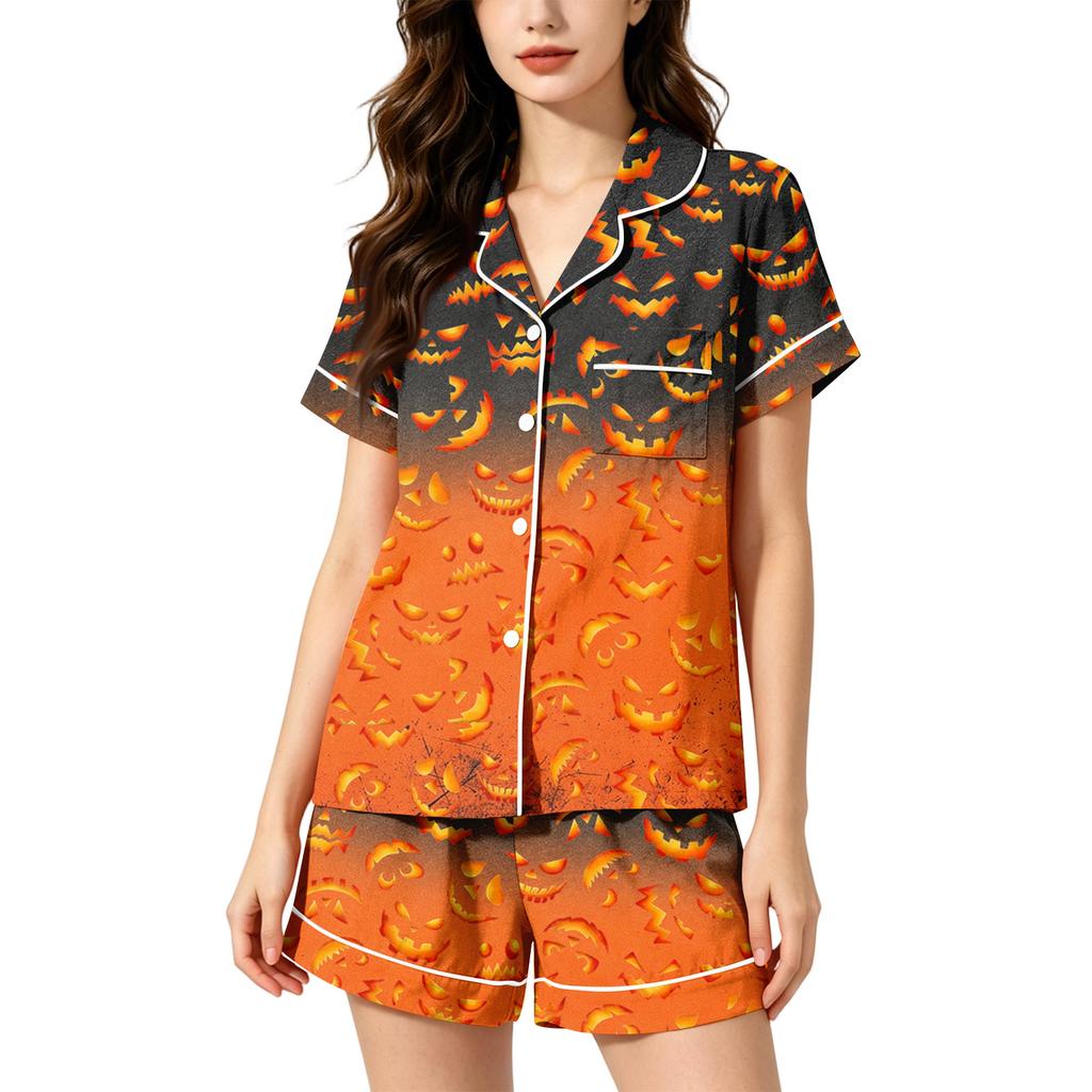 Women's 2-Piece Pajama Set with Short Sleeve Top and Shorts Soft Casual Loungewear for Holiday Sleepwear